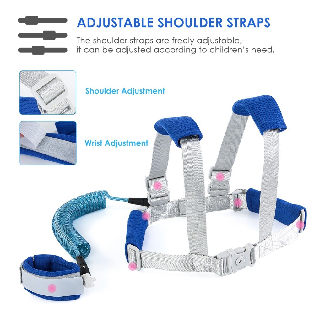 Puseky Anti Lost Wrist Link Toddler Safety Harness Outdoor Walking Kids Reflective Anti-lost Walking Harness Baby Harness Leash