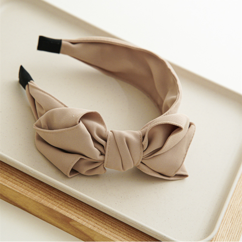 Diadema con lazo multicapa de lado grande para mujer y niña, diadema plisada de tela ancha, accesorios para el cabello para lavado de maquillaje y cara: Naranja
