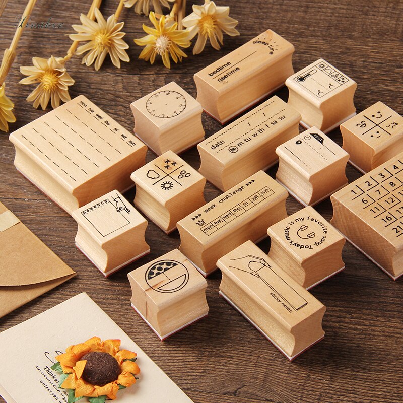 Vintage weather week challenge label stamp DIY wooden rubber stamps for scrapbooking stationery scrapbooking standard stamp