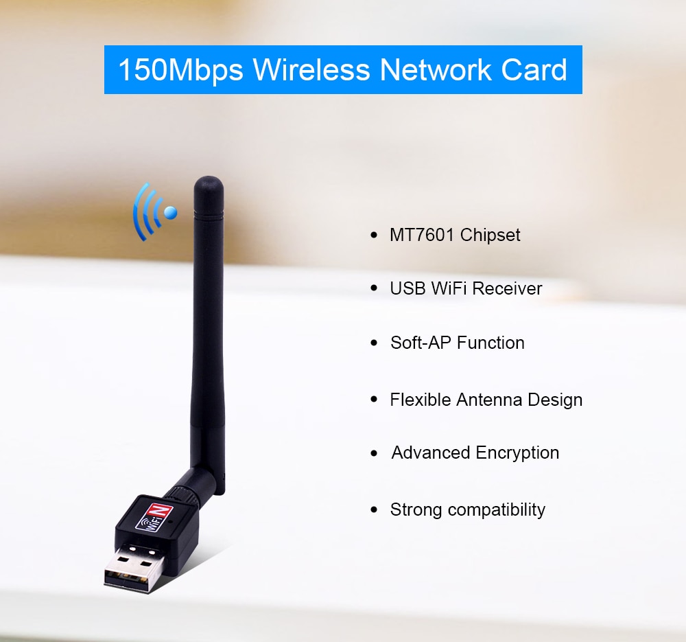 MJTEK 150M External USB WiFi Adapter Portable Dongle Antenna Mini Wireless Network LAN Card 802.11n/g/b for Windows 7 8 XP Vista