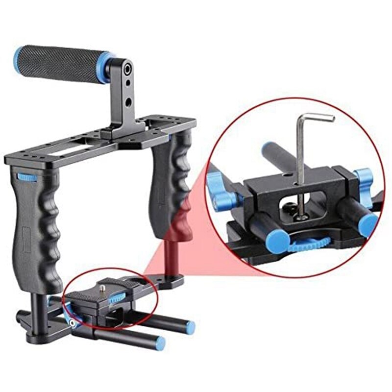 Aluminiumlegering camera video kooi film film maken kit met video kooi voor canon/nikon/sony 5d/600d/d610d/700d dslr
