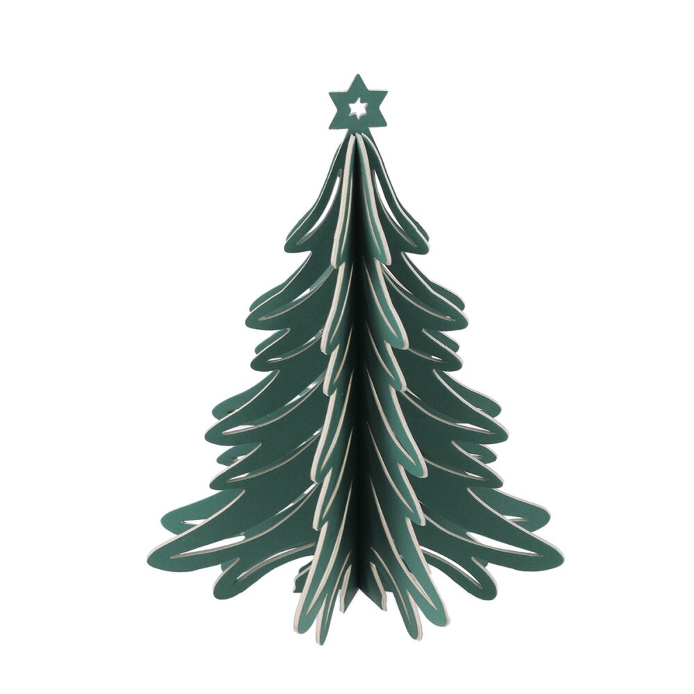 1PC 3D Paper Craft 3D Christmas Tree Stereoscopic Paperboard Paper Christmas Tree Table Centerpiece Christmas Ornament for Party: Olive Green