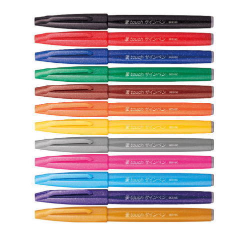 Pentel Fude Touch Teken Pen Fijne 12 Kleuren Fude Touch Teken Pen Set Japan Import