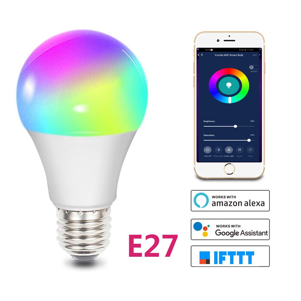 E27/B22/E26/E14 Smart Lamp RGB LED WiFi Licht Lamp Voor Android Apple Afstandsbediening Thuis: E27