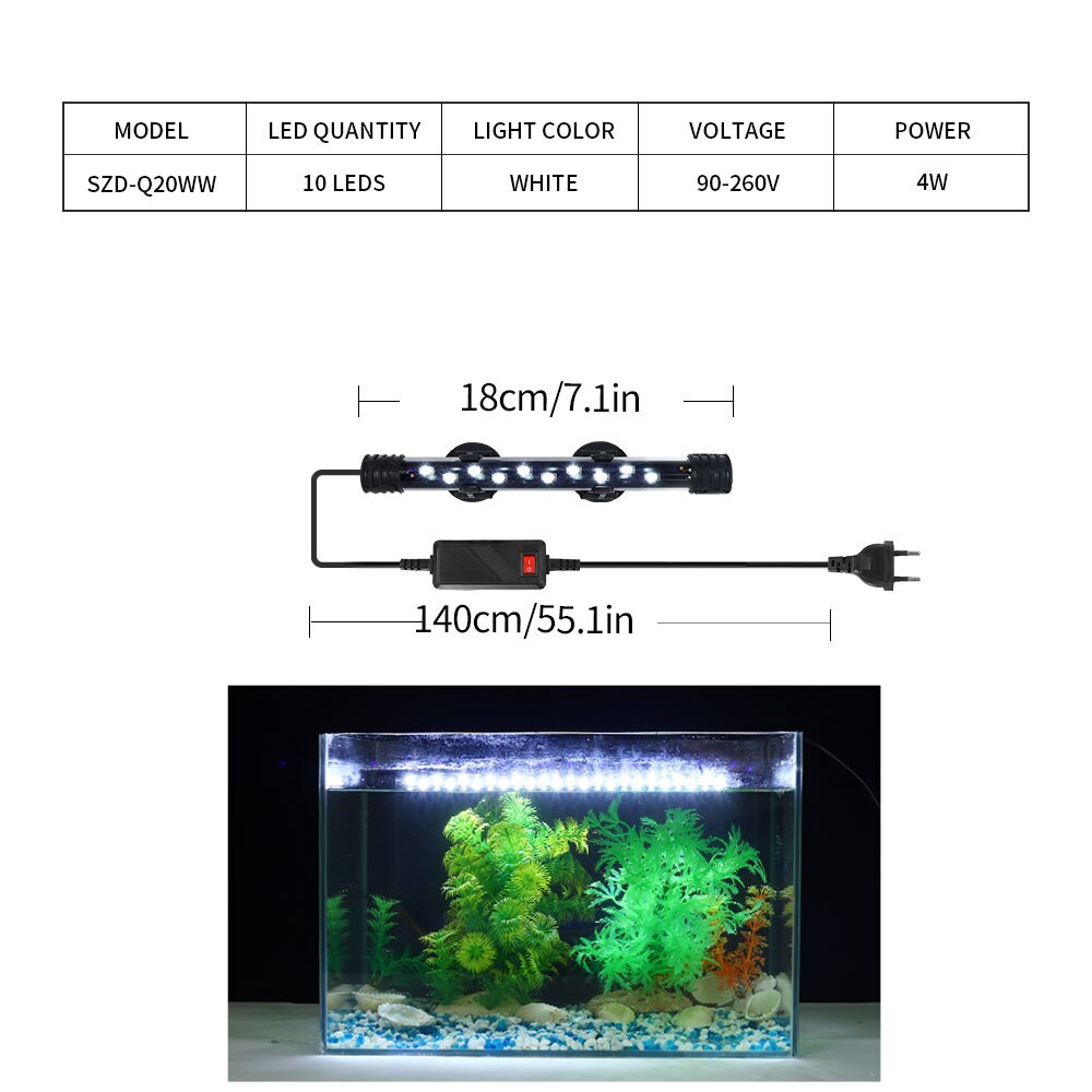 Zeven Masterrgb Aquarium Licht 18-57Cm Afstandsbediening Duiken Lamp Kleurrijke Lamp 90-260V Lamp Voor planten Aquarium Amfibische Gebruik: SZDQ20W