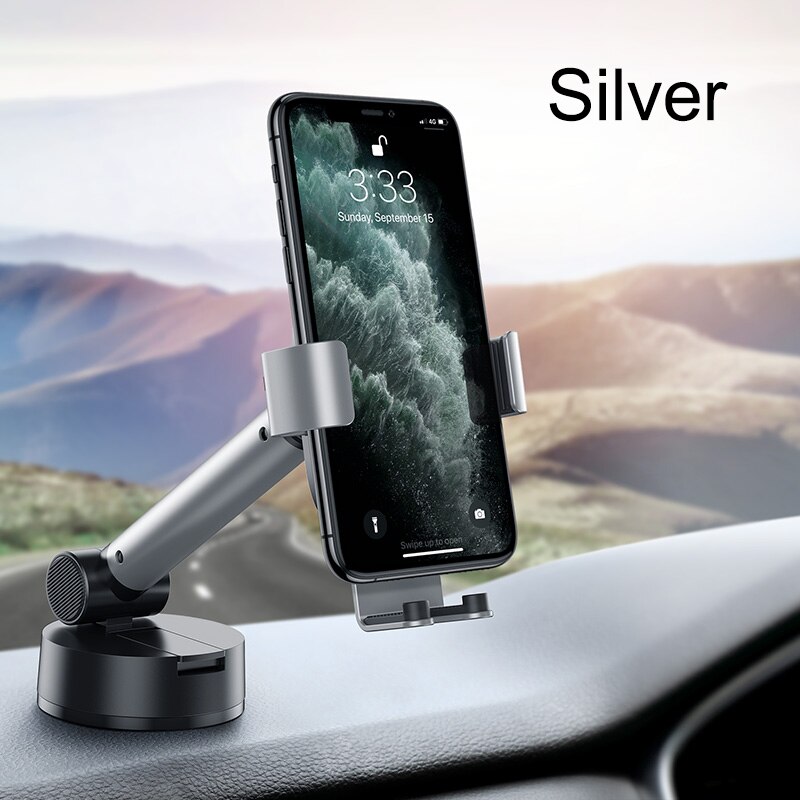 Baseus Gravity Auto Telefoon Houder Met Zuignap Intrekbare Verstelbare Voor 4.7-6.5 Inch Auto Ondersteuning Auto Telefoon Stand mount: Silver