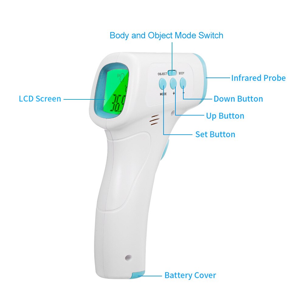 Non-contact IR Infrared Thermometer Forehead Body/Object Thermometer Temperature Measurement Digital Display for Baby Kid Adults
