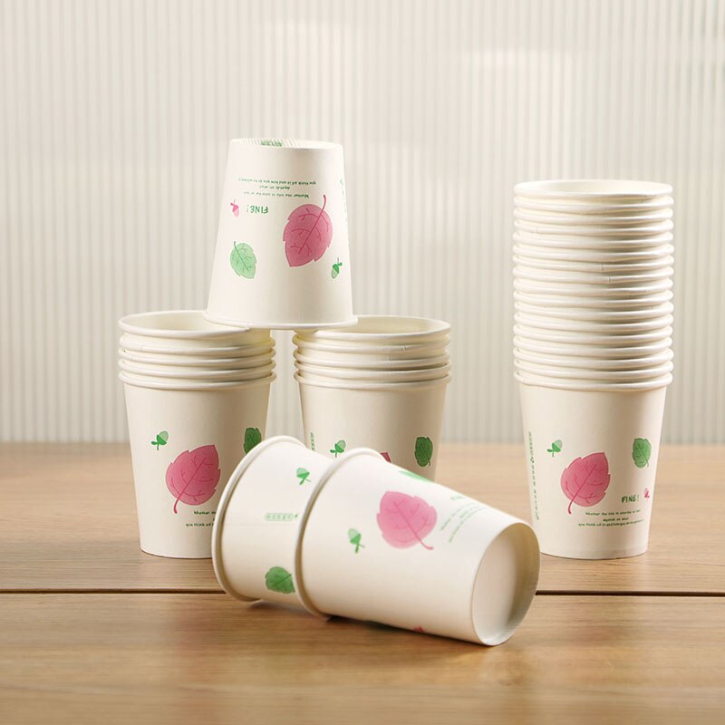 50PCS Disposable Paper Drink Cup for Coffee Milk Cola 250ml Takeaway Dessert Cups Bubble Tea Cup Non-deforming Kraft Paper Cups