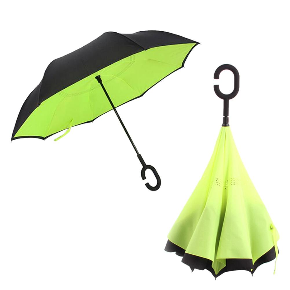 Inverteret dobbeltlags paraply, der kan foldes sammen, vindtæt uv-beskyttelse til bilens udendørs c-formede håndtag: B