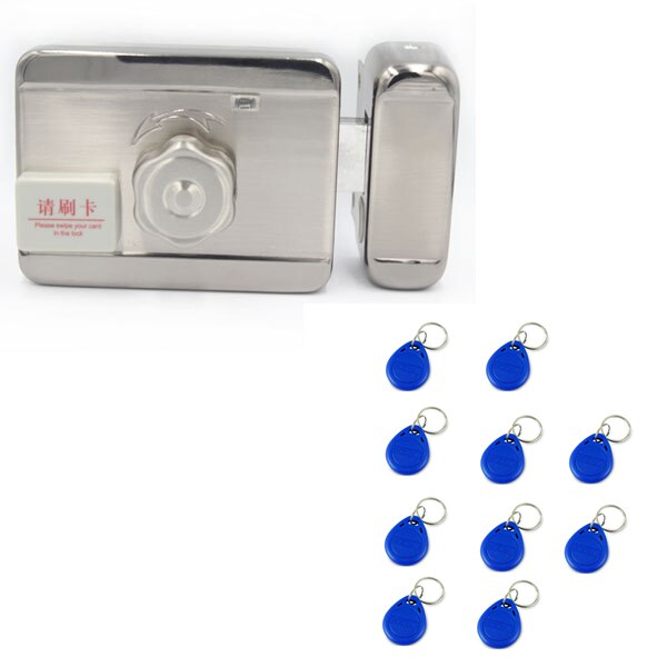 DC 12V Electronic RFID Door Gate Lock Smart Electric Strike Lock Magnetic Induction Door Entry Access Control System: lock and 10 id card