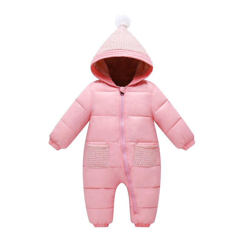Herfst Winter Baby Kleding Hooded Donsjack Rompertjes Voor Jongens Meisjes 0-18 Maand Peuter Warme Dikke Pasgeboren Slijtage baby Jumpsuit: Pink / 6-12M