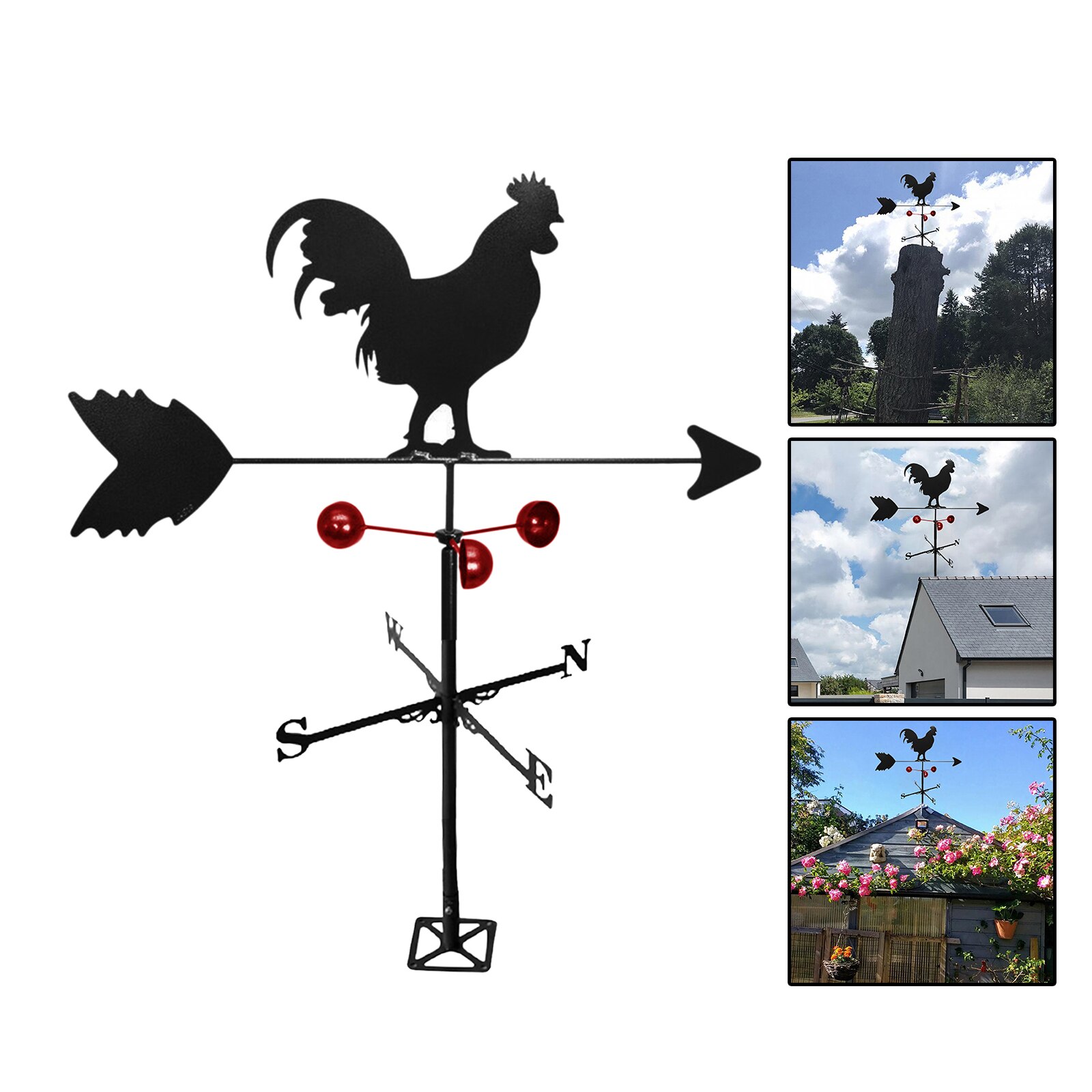 Weathervane Wind Direction Indicator Farm Scene Measuring Tools Decor