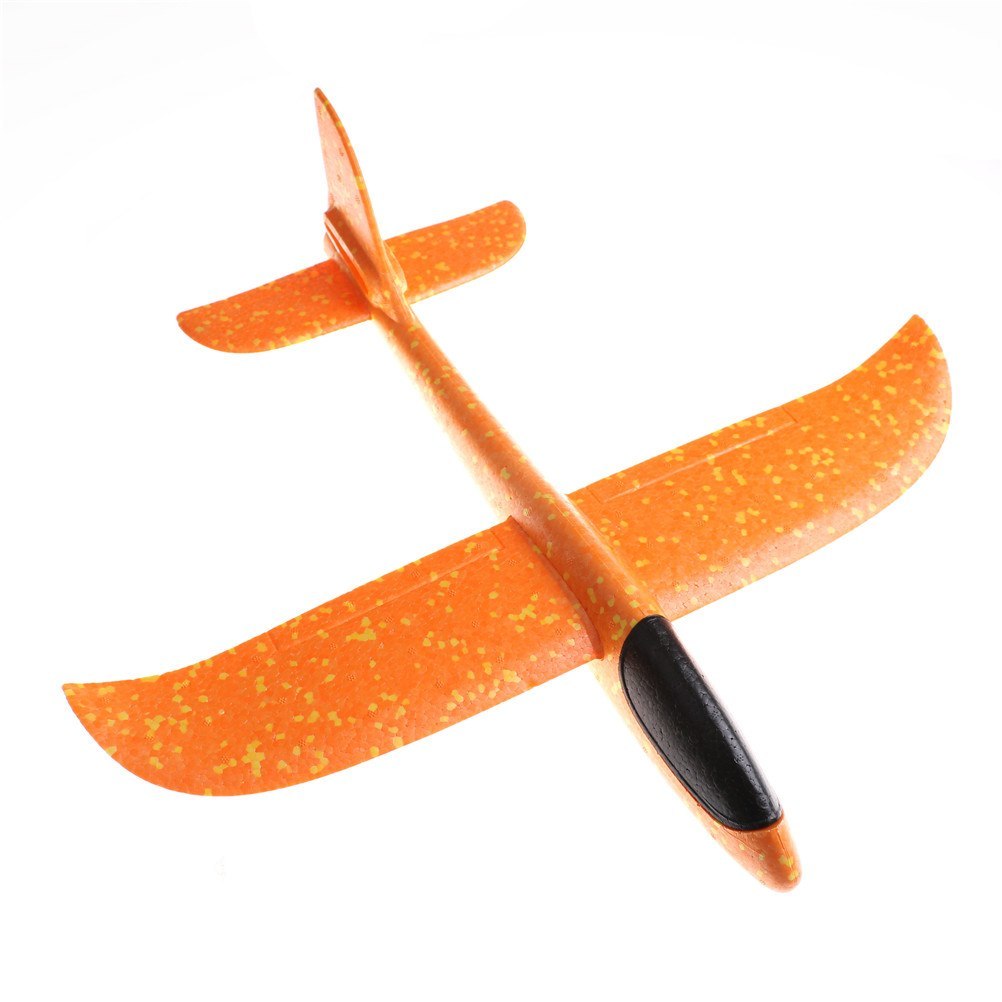 1PCS Hand Throw Foam Plane Toys Outdoor Launch Glider Airplane Kids Toy Free Fly Plane Toys Puzzle Model Jouet: 48cm orange