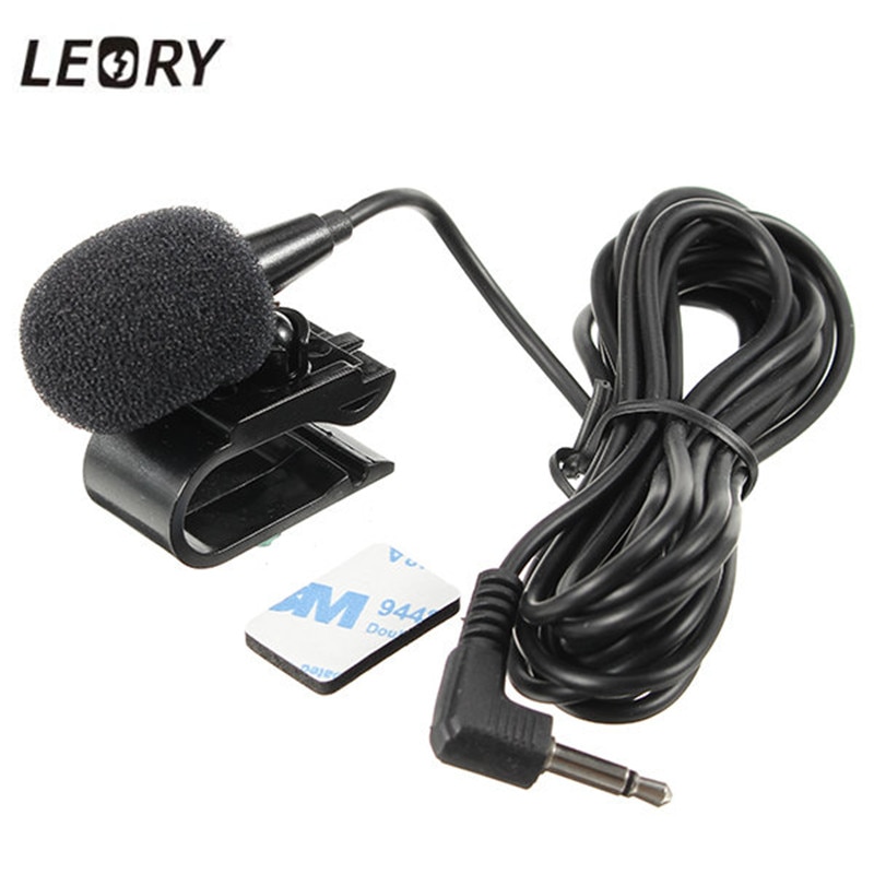 Leory Auto Externe Microfoon Mic 3.5 Mm Stereo Jack Voor Auto Dvd-speler Gps Navigatie Mic Met Fixing Clip 3 meter Kabel