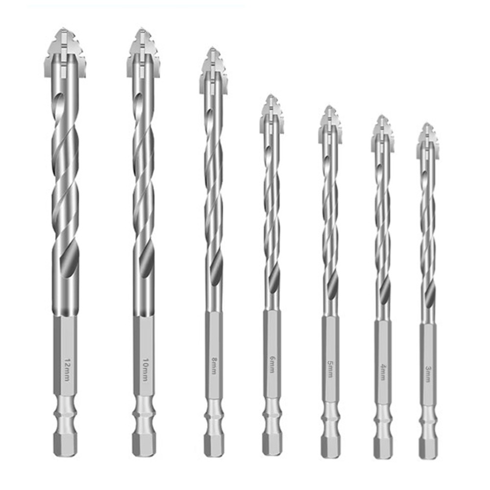 Broca excéntrica de cuatro filos, cabezal oblicuo, juego de brocas para hormigón de alta dureza, juego de brocas de vástago Hexagonal dentada: Rojo