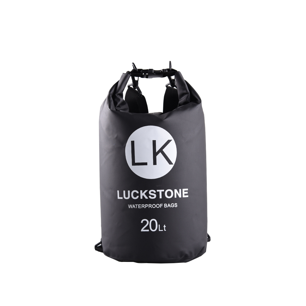 Camping Hiking PVC Dry Bag Waterproof Bag 20L Drift Bag Traveling Double Shoulders Rafting Bag Waterproof Camera Case trecking: black