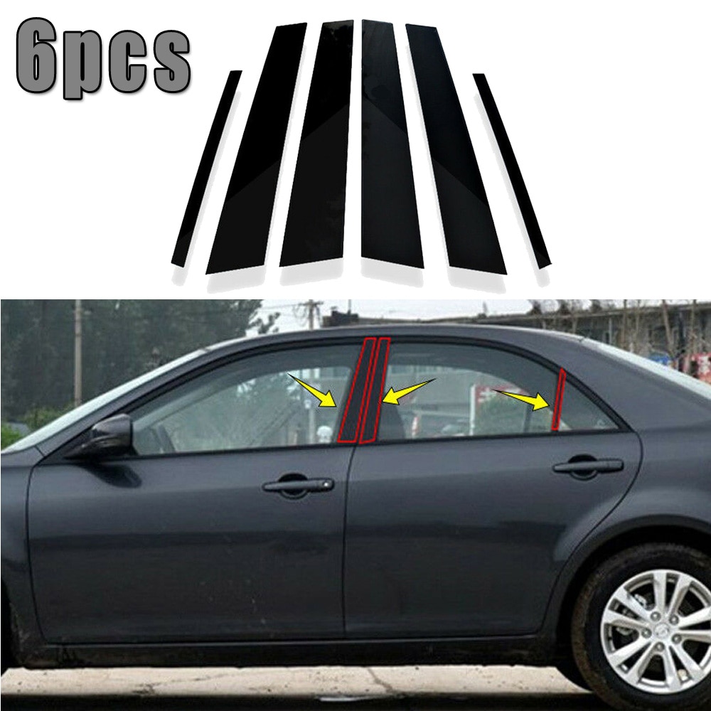 6 stuks autostijlstijl deurbekleding zwarte plastic strip stickerset voor mazda