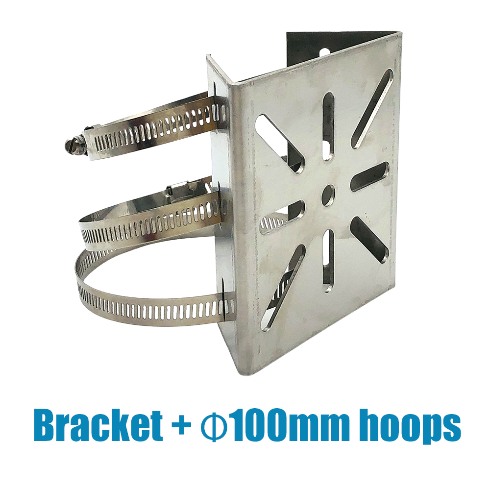 Upright Post Pillar CCTV Camera Bracket Stainless Steel Anti-Rust Pole Mount Vertical Holder Base with Hoops: Bracket n 100mm hoop