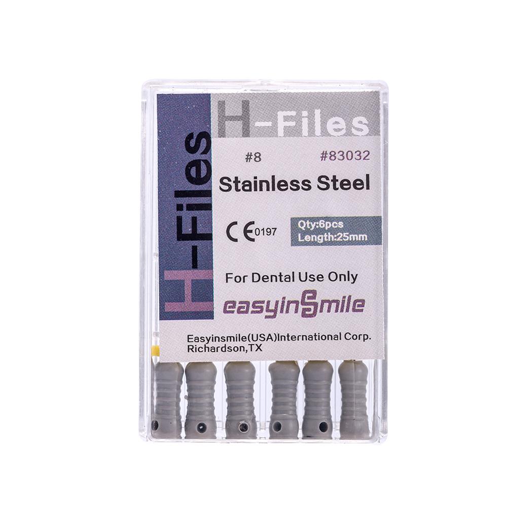 10Packs Dental Endo Stainless Steel Root Canal Endodontic H-Files Reamers Hand Use 25mm EASYINSMILE 6Files Per Pack: Size8