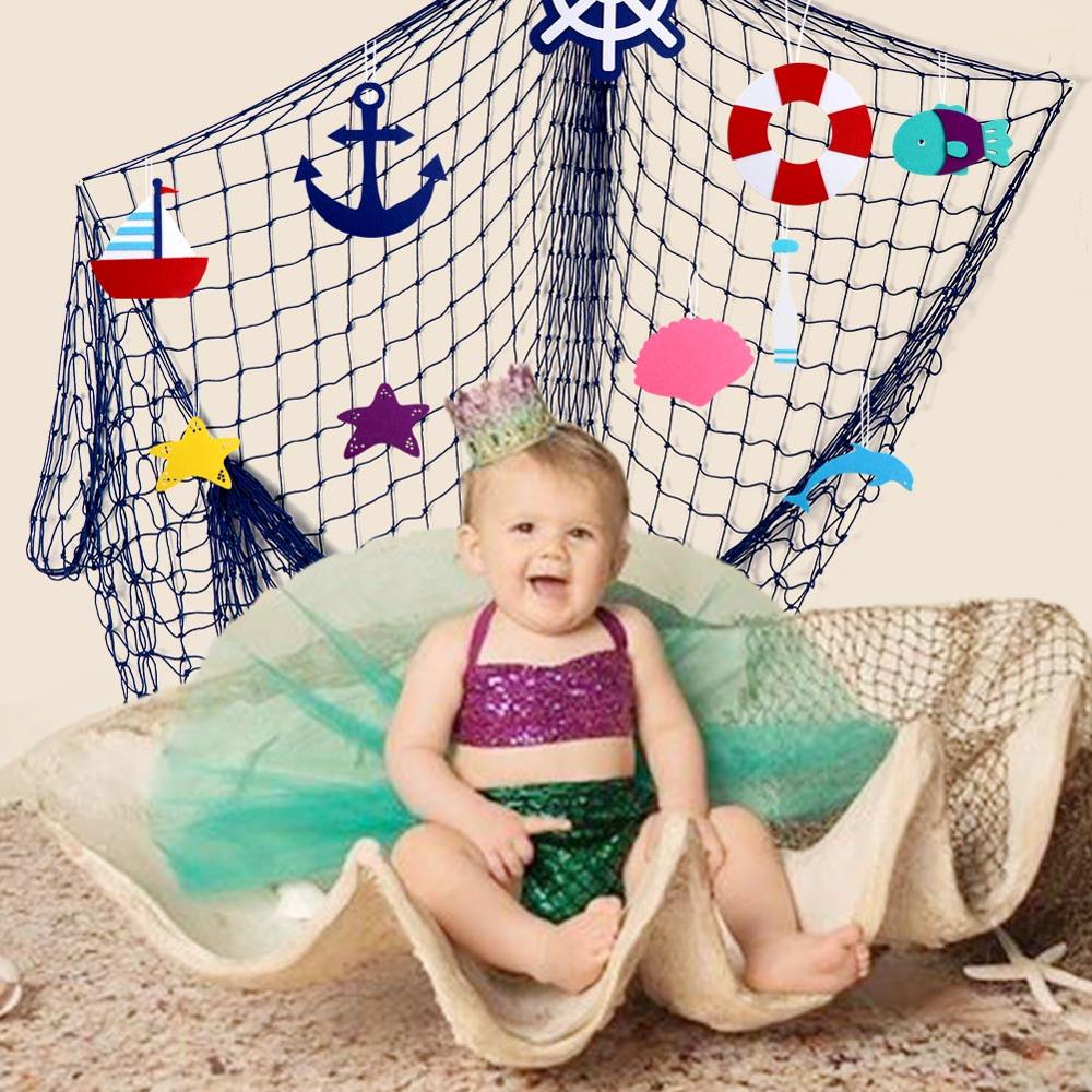 OurWarm Mediterranean Fishing Net Wall Hanging Nautical Home Decor Sea Star Starfish Beach Theme Party Supplies Photo Props