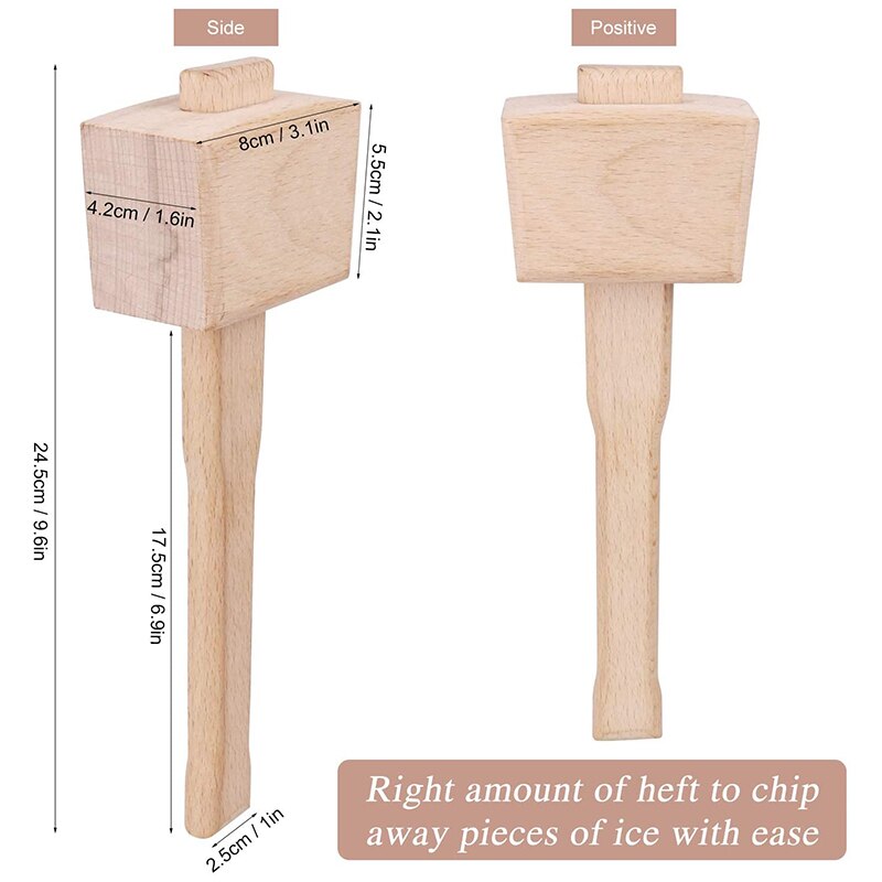 Płótno worek na lód i drewniany młotek robić kruszenia lodu, łyżka robić lodów ze stali nierdzewnej i szczypce robić lodu na lód, zestaw i akcesoria barowe