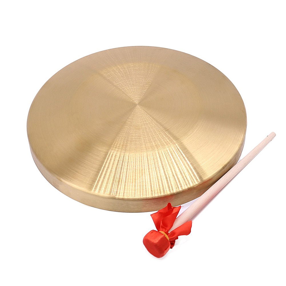 6 tommer 15.5cm kobber gong messinginstrumenter hånd kobber bækkener gongs med runde spil hammer børn musik legetøj læring begynder