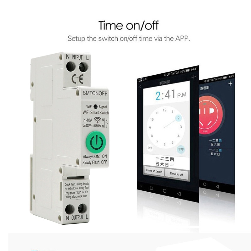 Disyuntor WiFi de Riel Din, interruptor inteligente con temporizador, relé, Control remoto por aplicación tuya con voz de Smart Home, Alexa y Google Home