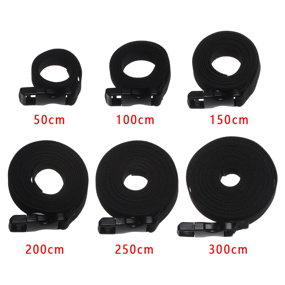 1PC Durable noir Nylon voyage attaché Cargo cravate libération boucle serrer ceinture sangle Cam boucle voyage attaché Kits extérieur Camping outil