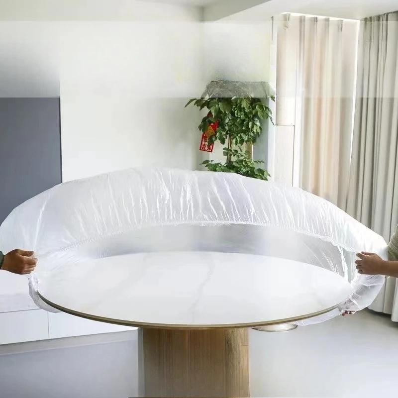 Waterproof Round Transparent Elastic Edged Table Cover PVC Simple Convient Kitchen Catering Protector Tablecloth