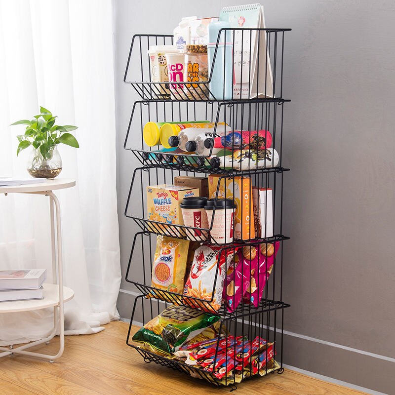 Cartoon Staal Keuken Winkelwagen Groenten Fruit Snacks Kruidenier Opslag Plank Huishouden Winkel De Mand 2/3/4/5 Tier rolling Winkelwagen