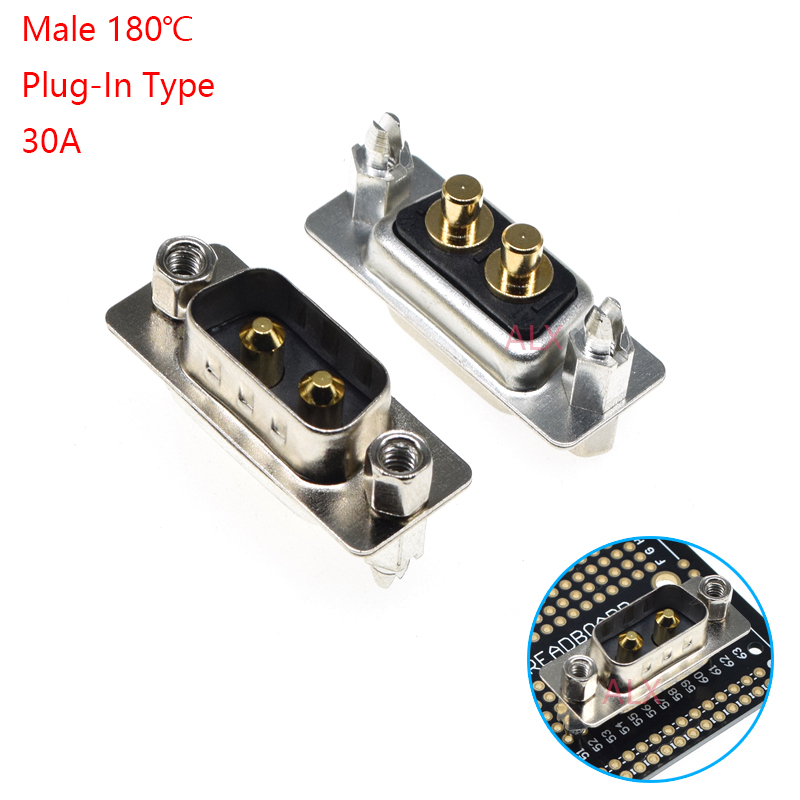 1 Stücke 2w2 30A 2 Stift Vergoldet Männlich Weiblich Hochstrom-leistungsstecker D-sub-Adapter Löt-/Stecker-in-Typ Steckdose Schweißen DB: Gold