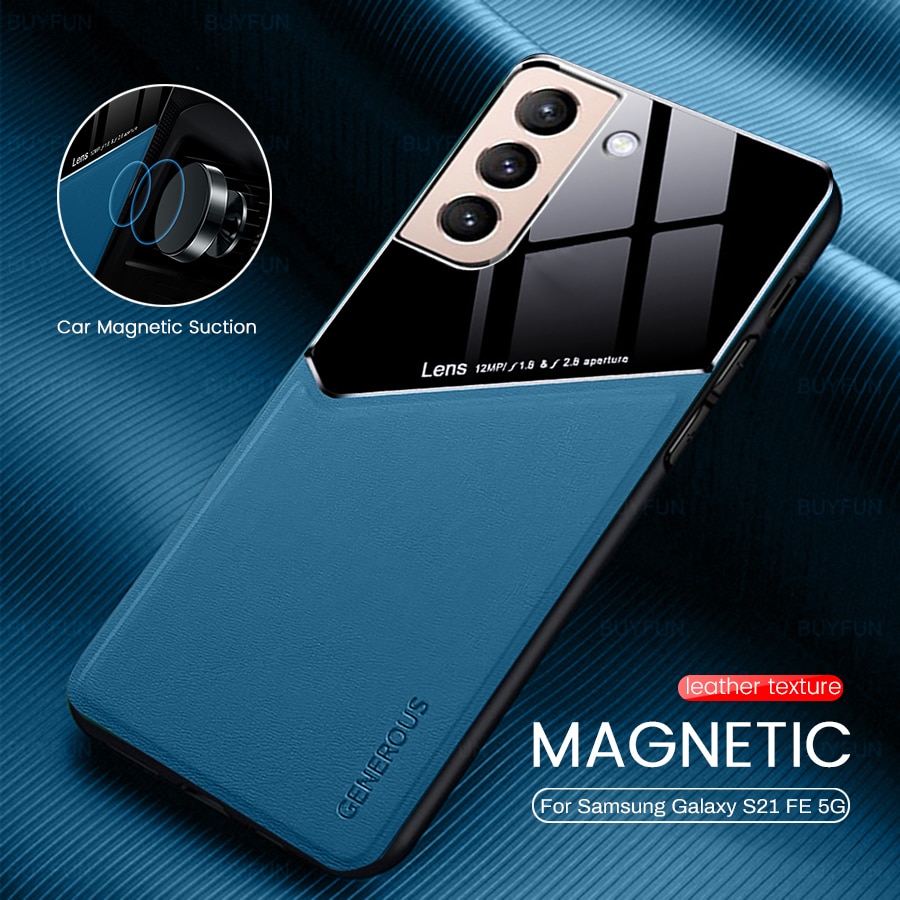 Funda de cuero con soporte magnético para Samsung Galaxy S21 FE S21FE S 21FE 5G, 6,4 ", TPU, Marco suave, protección Coque