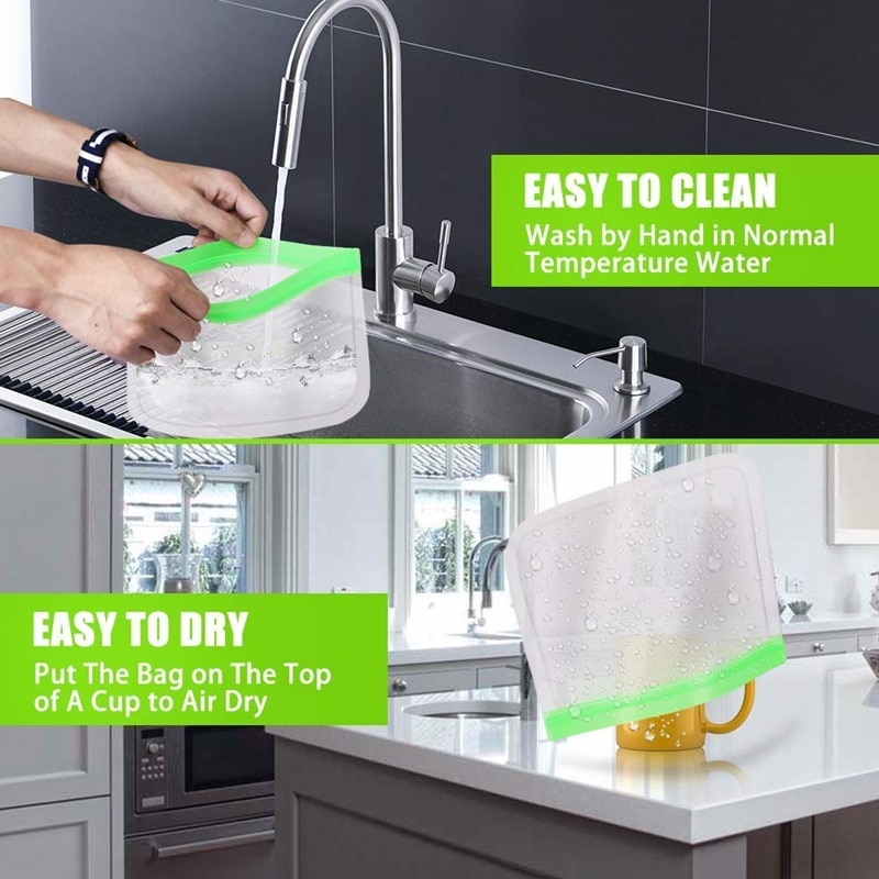 1 stk genanvendelig frysetaske peva madopbevaringsposer lækagesikker køkkenarrangør top lynlås multifunktionel