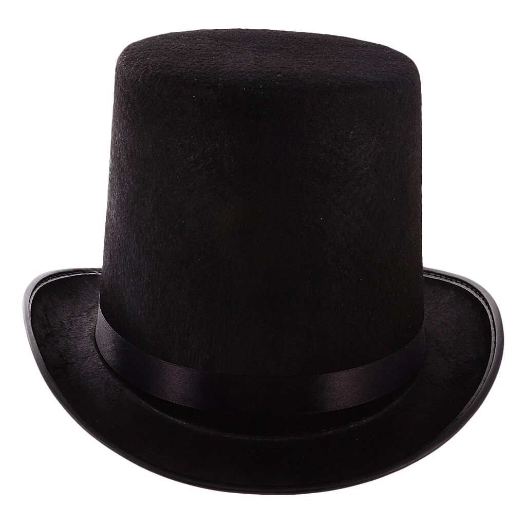 Chapeau Haut-de-Forme Magicien Noir – Feutre – Taille Enfant (52 Cm) Et Adulte (55 Cm) – Accessoire Costume Halloween, Noël, Carnaval