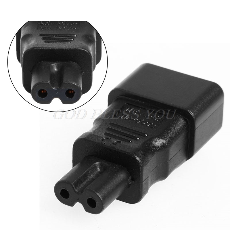IEC 320 Kettle 3-Pin C14 Male To C7 Female Power Converter Adapter Plug-Socket