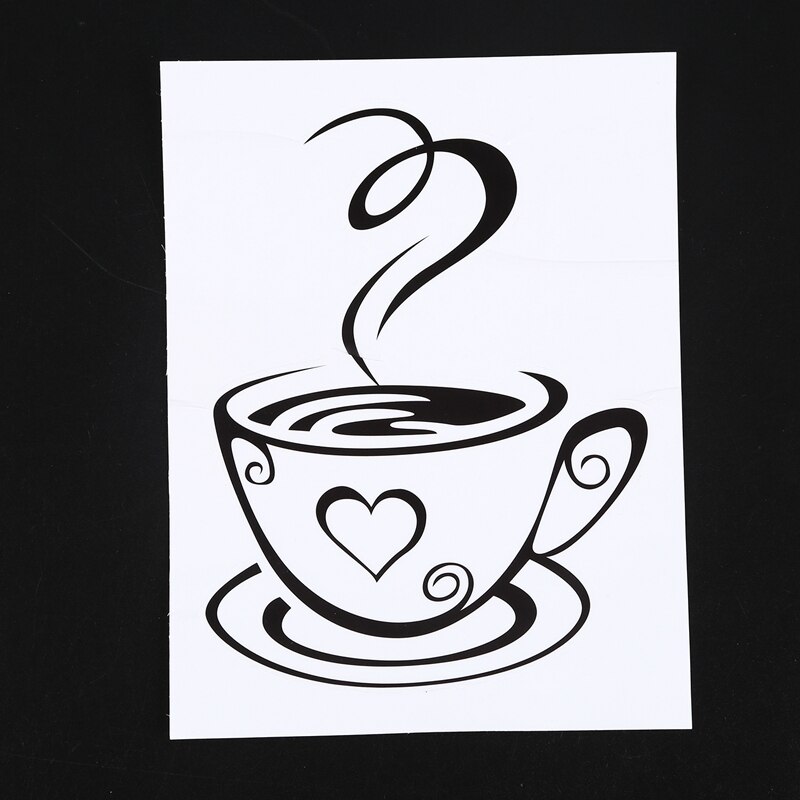 Pegatinas de arte de la pared de tazas de café negras pegatina de café de PVC decoración para cocina café restaurante DIY