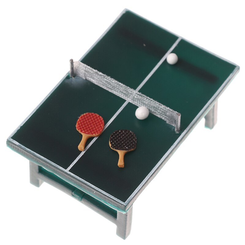 1/12 Poppenhuis Pingpong Bal Mini Ping Pong Tafel Met Ballen Rackets Poppenhuis Decoratie