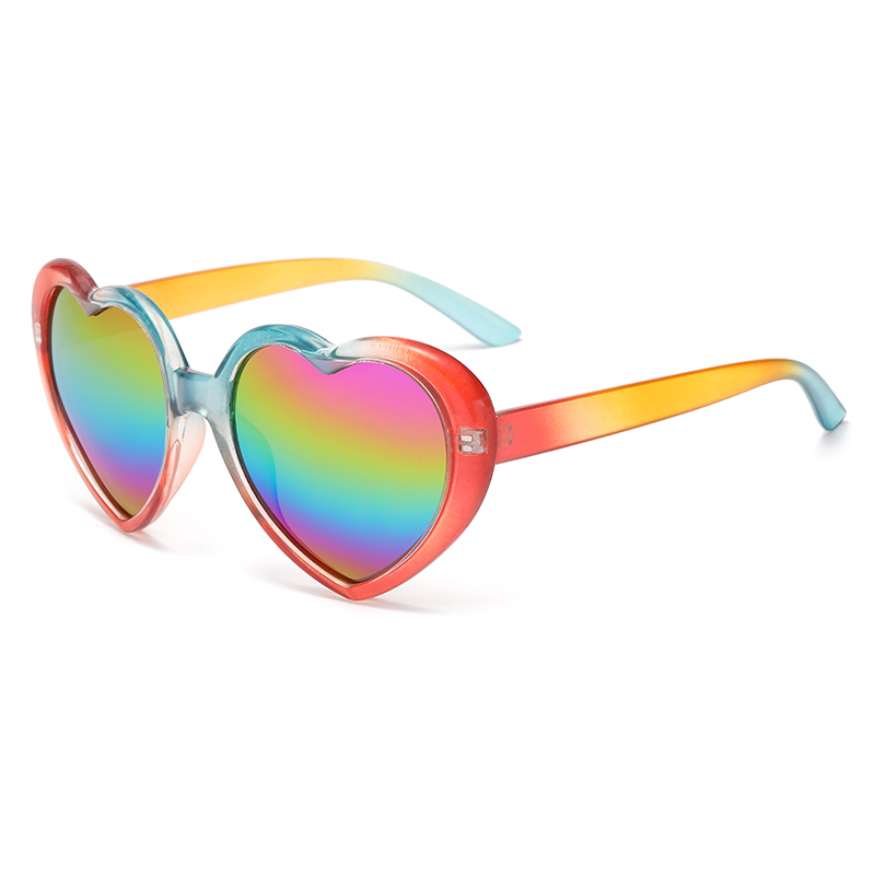 Occhiali da suola sfumati fantasy polarizzati alla moda Occhiali da vista popolari con cuore di pesca Occhiali da suola anti UV design arcobaleno colorato: MULTI