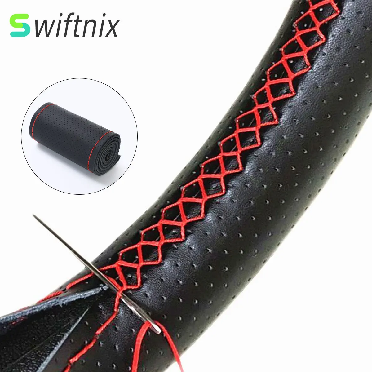 Auto lenkrad abdeckung Nadeln und Geflecht faden Kunstleder Auto abdeckungen Suite DIY Textur weiches Autozubehör 38cm