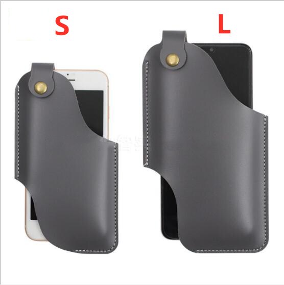 Atualizar novo vintage coldre de loop celular viagem caminhadas telefone caso cinto adereços da cintura couro do plutônio bolsa telefone carteira: S / GREY