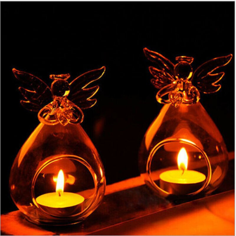 1 st. kaarsenhouders engel glas kristal hangende theelichthouder woondecoratie glazen kandelaarhouders hanger 11 x 7cm