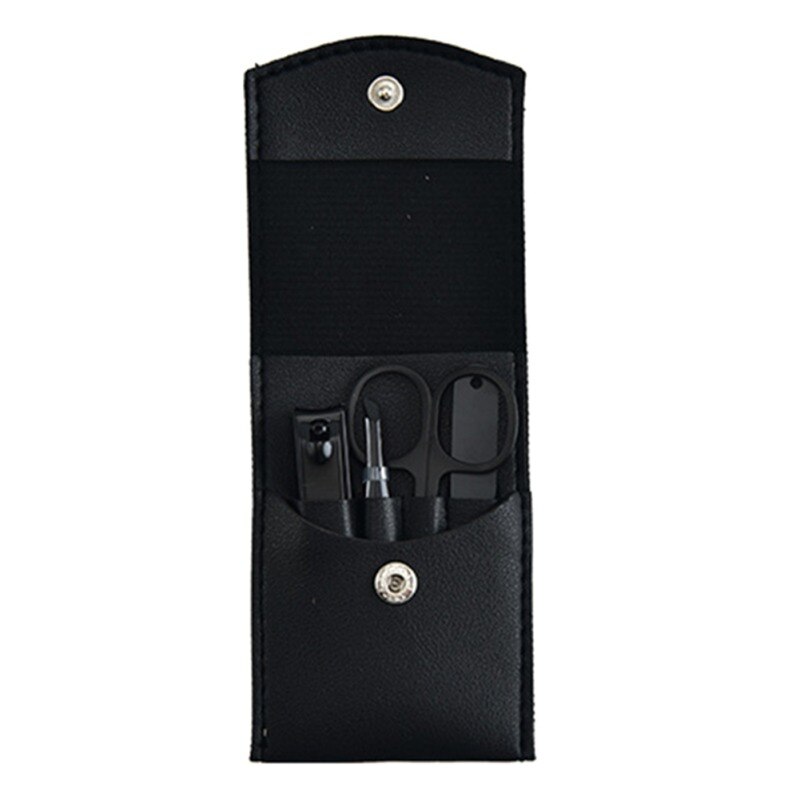 4 pièces/ensemble Cuir Coupe-ongles Noir Orteil Coupe-ongles Coupe Ongles Machine Tondeuse: Black