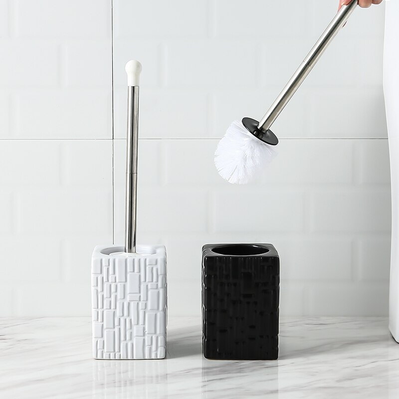 Keramische Basis Toiletborstel Set Badkamer Accessoires Praktische Clean Tool Reinigingsborstel Rvs Lange Handvat Wc Borstel