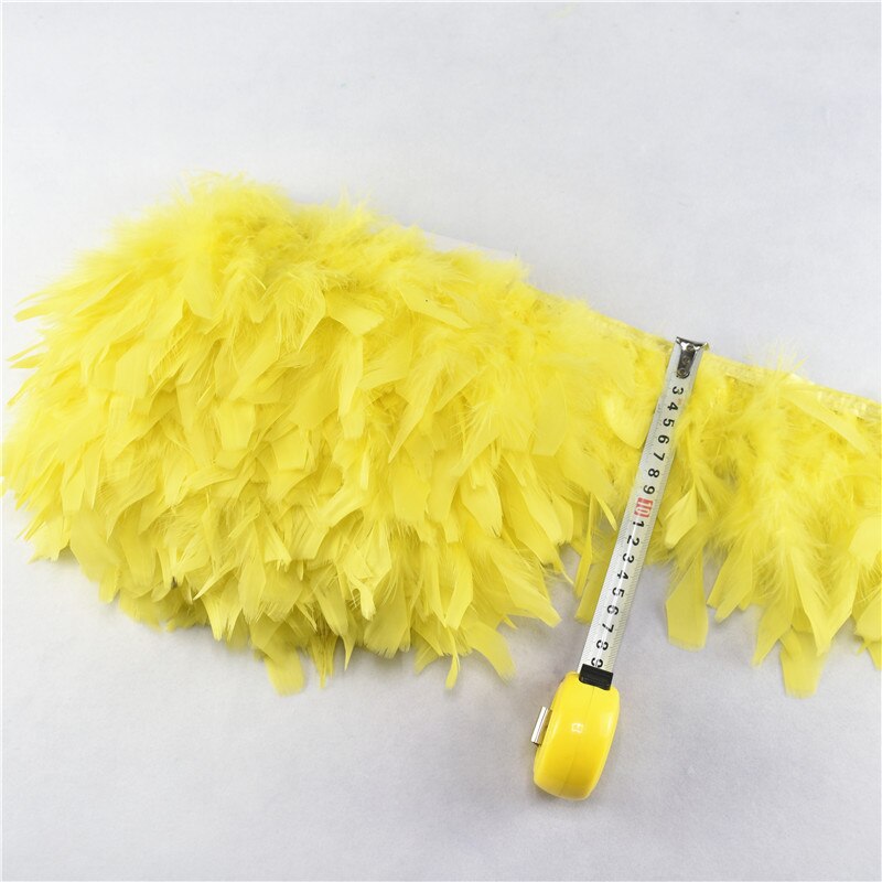 10Meter Mintgroen Mooie Turkije Veren Lint Fringe 4-6Inch Marabou Veren Trimmen Rok Jurk Versieringen party: Yellow