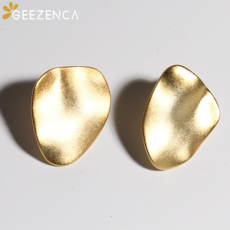 Original 925 Sterling Silver Irregular Geometric Stud Earrings Fine Jewelry Women's Earrings Simple Trendy Party: gold plated