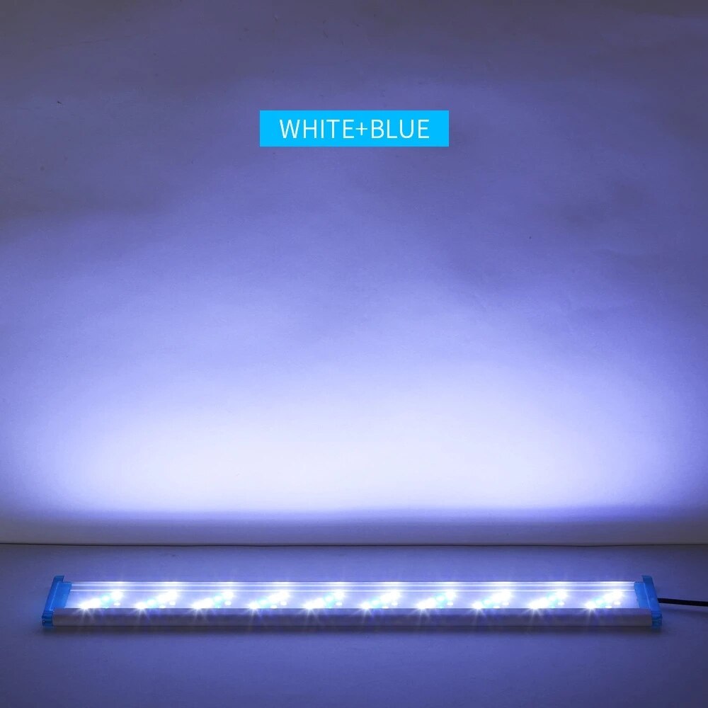 NICREW-Lámpara de Clip de luz LED delgada para acuario, iluminación LED azul y blanca, resistente al agua, brillante, 18-58cm