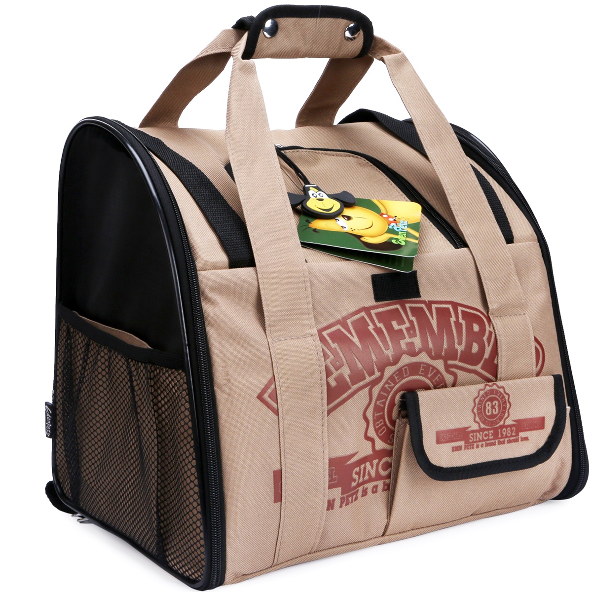 Kot plecak dla psa przewoźnik samochodowy torba podsiodłowa komfort transportu podwójne ramię podróży plecak na zwierzę: khaki czerwony