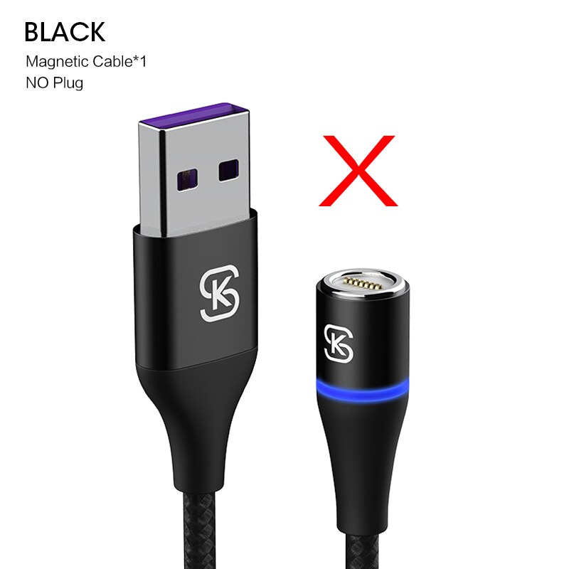 Sikai cabo usb carregador rápido 3 em 1 5a, cabo de carregamento rápido e magnético para huawei honor view 20 usb c 5a qc4.0 para honor 10 30pro: Single black cable