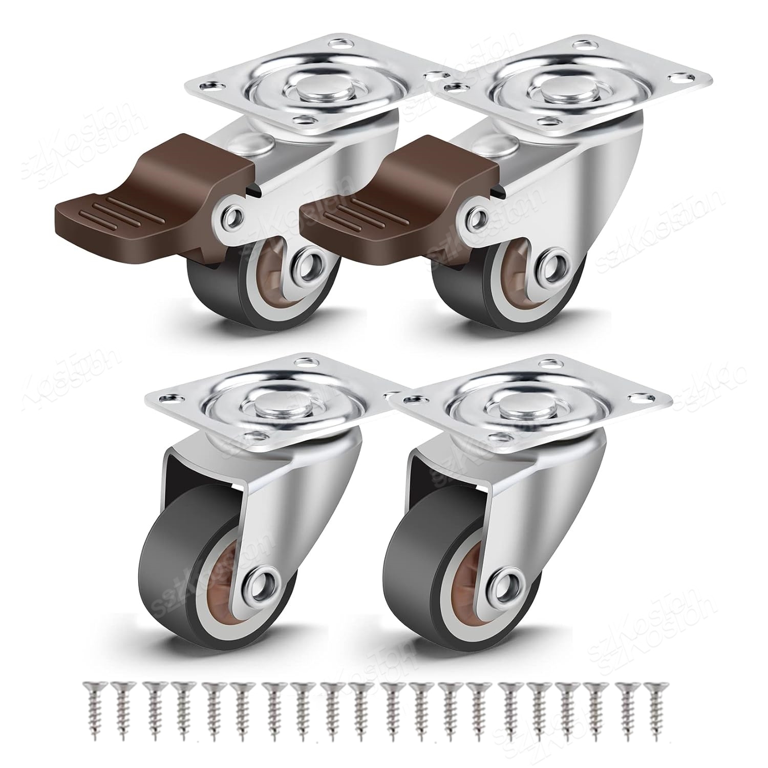 Juego de ruedas de 1-2 pulgadas, 4 ruedas pequeñas de goma para muebles resistentes, gabinetes, mini ruedas, sin ruido, rueda giratoria suave