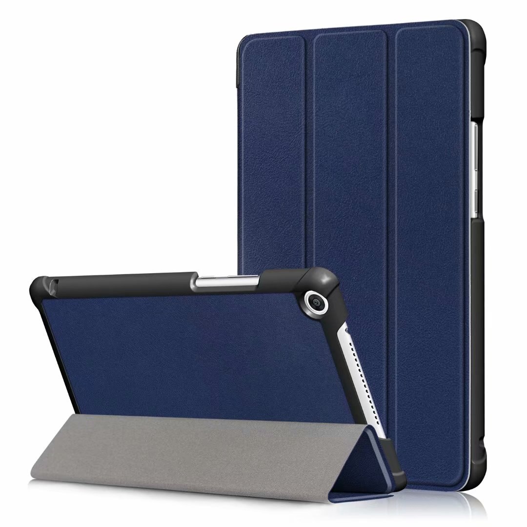 Slim odwróć PU skórzane etui do Huawei MediaPad M5 lite 8 JDN2-W09/AL00 8.0 cal inteligentny pokrowiec do huawei m5 lite 8 Case + film + długopis: navy